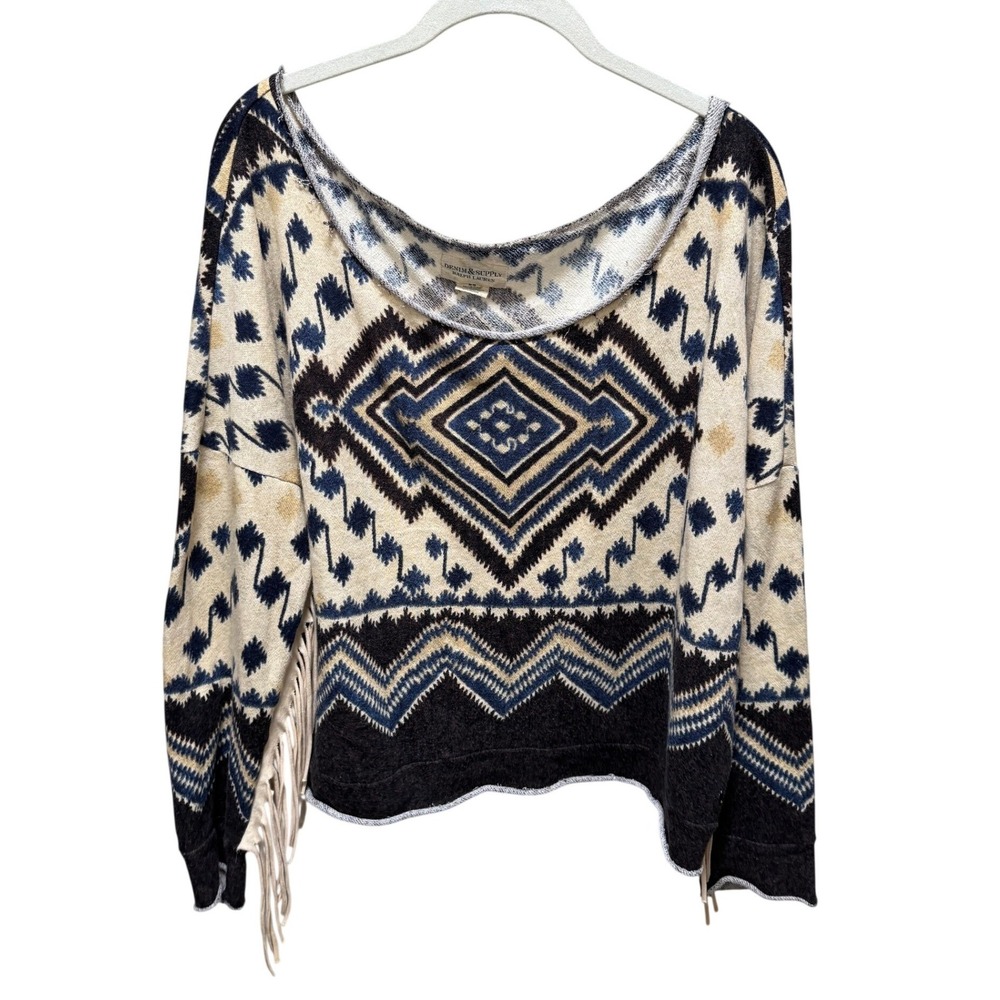 Denim & Supply Ralph Lauren Sweaterā Womens M Southwestern Fringe Boho Aztec